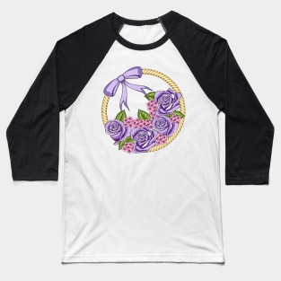 Roses Hydrangeas Wreath Baseball T-Shirt